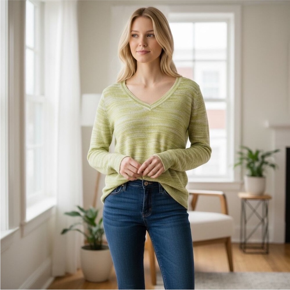 Anthropologie Moth Marled v-neck pullover sweater - Picture 2 of 7